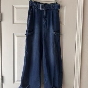 Fashion Nova Blue Flare Wide Leg Jeans